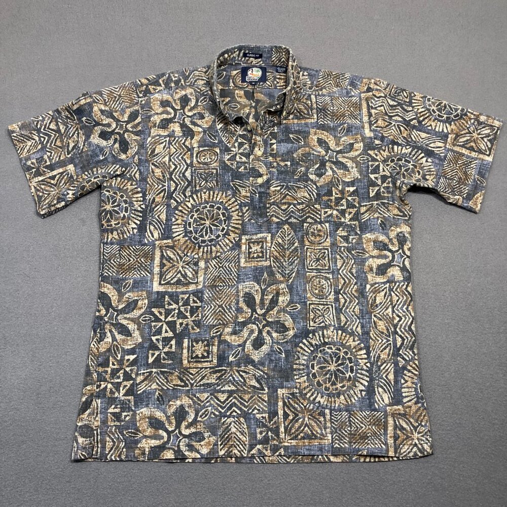 Lot of 2 Reyn Spooner Mens Medium Floral 1/4 Button Shirt Hawaiian Short Sleeve